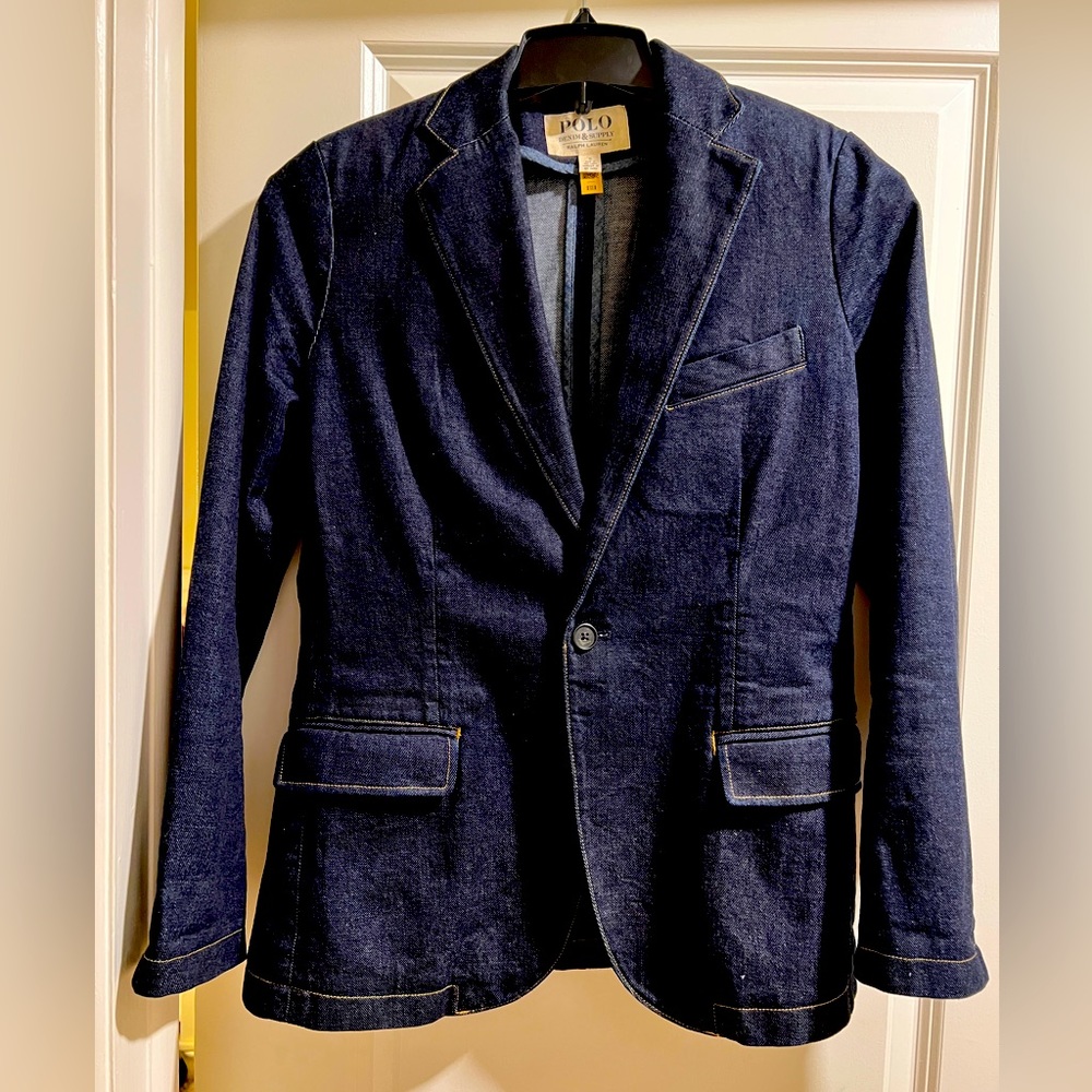 Polo denim and supply, Ralph Lauren, denim blazer, size 8.